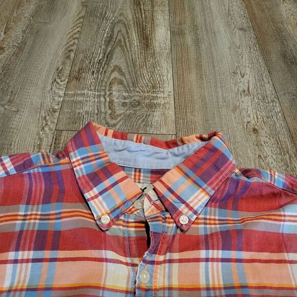 American Eagle Classic Fit Poplin Plaid Long Sleeve Button Up Shirt Men's Large - Picture 4 of 8